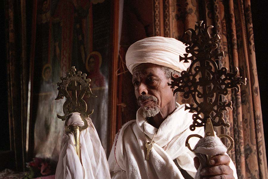 White Robed Ethiopian Orthodox Priest in Lalibela, Ethiopia