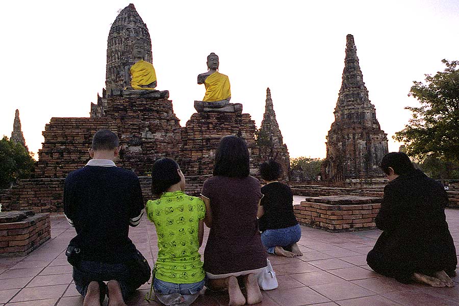 Worshipers in Ayutthaya, Thailand