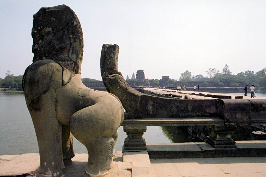 Large Lion Statue by the Causeway to Angkor Wat, Cambodia