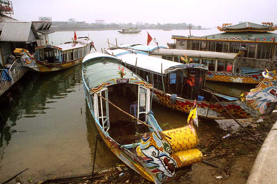 Boats Moored on the Perfume River, Hue, Viet Nam