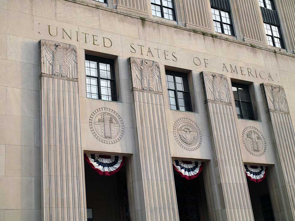 Facade of a Federal Court House in Detroit
