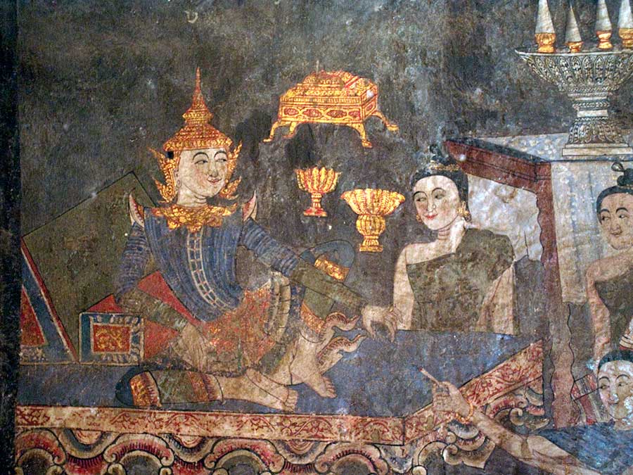Detail of a Mural at Wat Phu Min, Nan, Thailand
