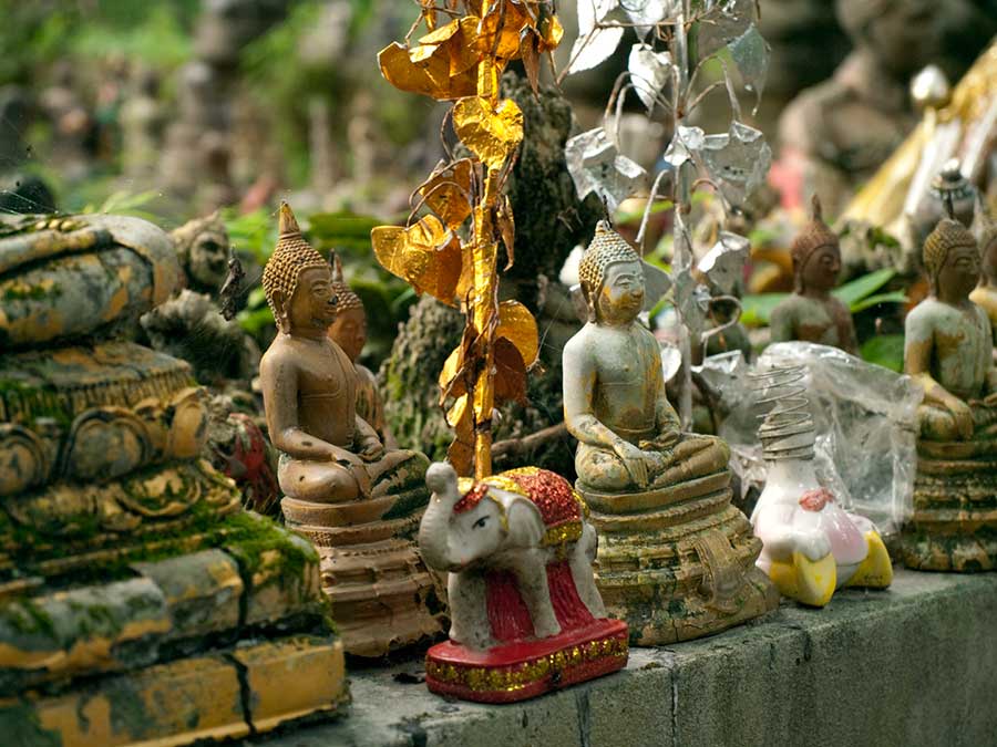Buddha Figurines at Wat Umong, Chang Mai, Thailand