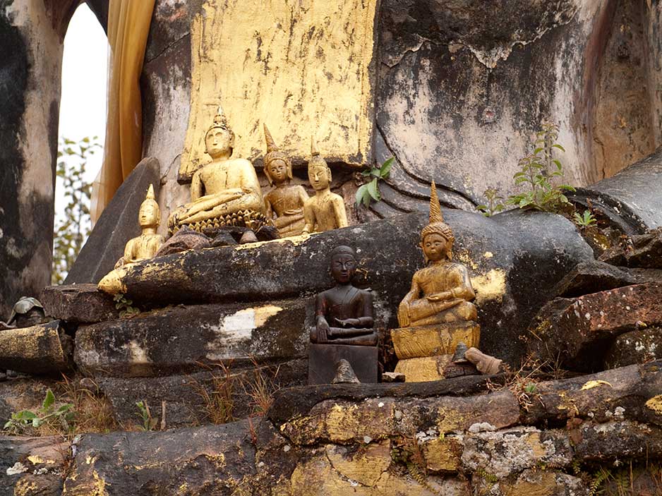 Small Buddha Statues in Bombed Out Temple, Plain of Jars, Laos