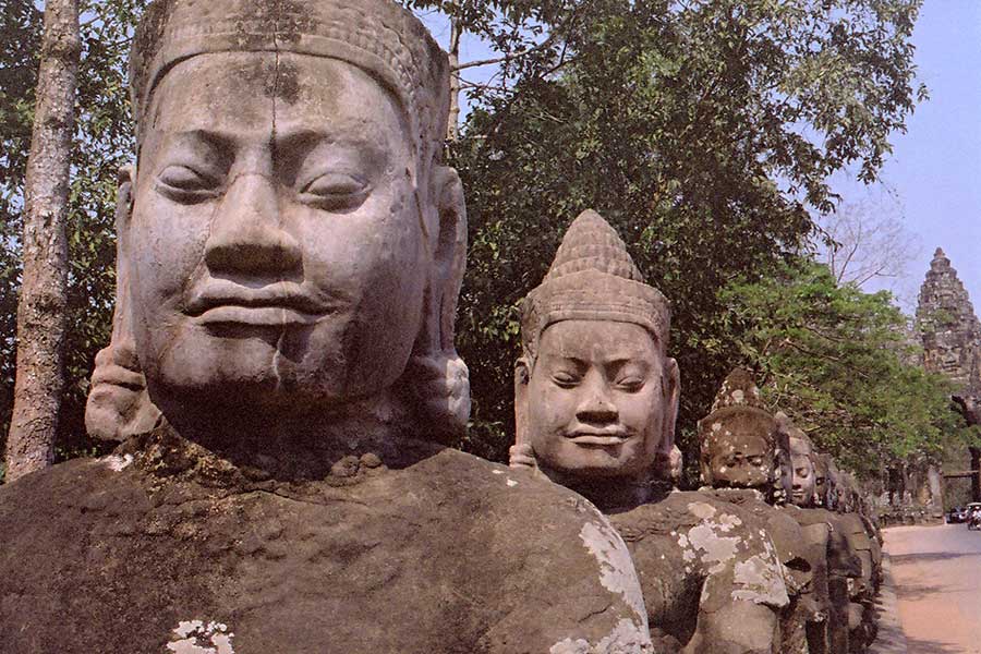 Row of Statues at the Bayon, Angkor, Cambodia
