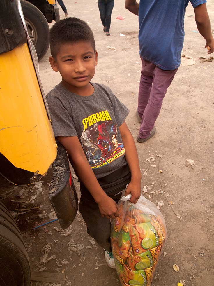 Boy Selling Packaged Snacks at the Bus Station, Masaya, Nicaragua