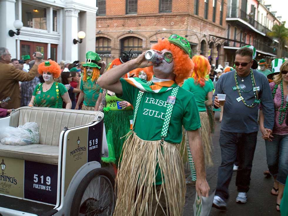St. Patrick's Day Parade Participant Getting Refreshed, New Orleans