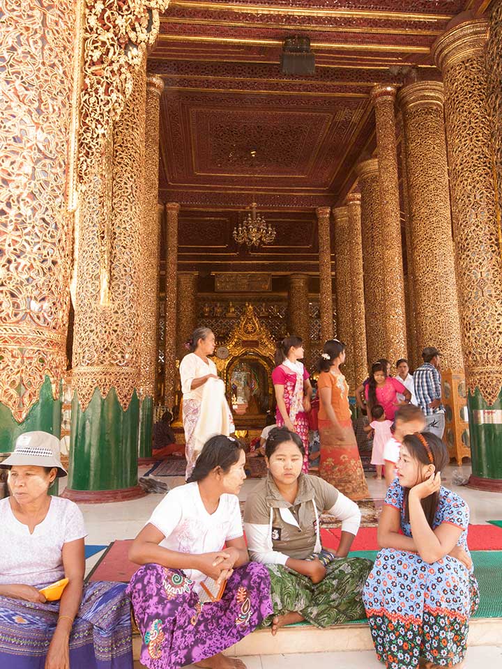A Gilded Shrine at Shwedagon Paya, Yangon, Myanmar