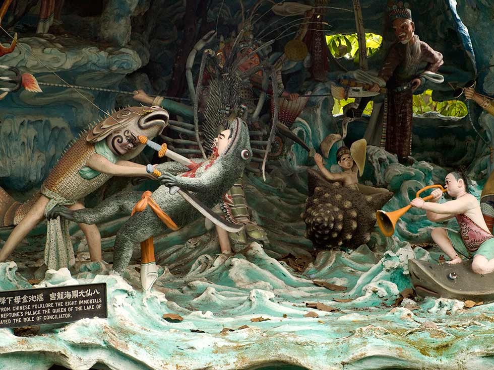 Fantasy Sea Battle Depiction at Haw Par Villa, Singapore
