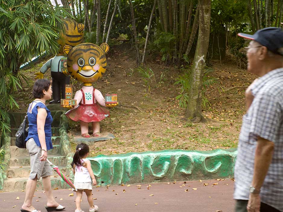 Concrete Statues Advertising For Tiger Balm at Haw Par Villa, Singapore