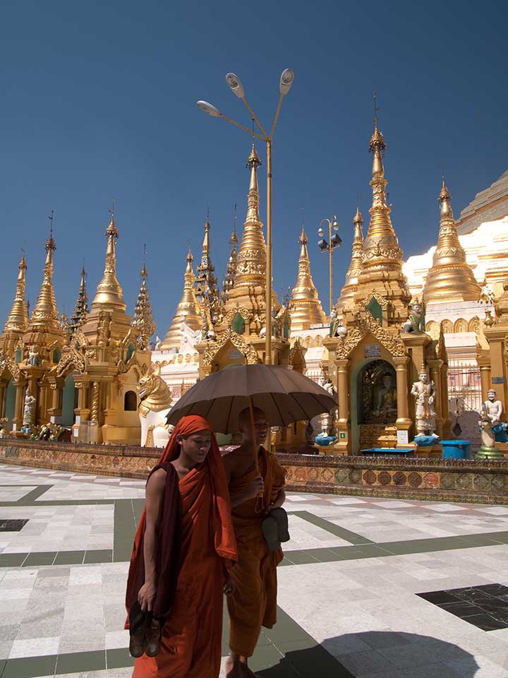 Buddhist Monks at Shwedagon Paya, Yangon, Myanmar