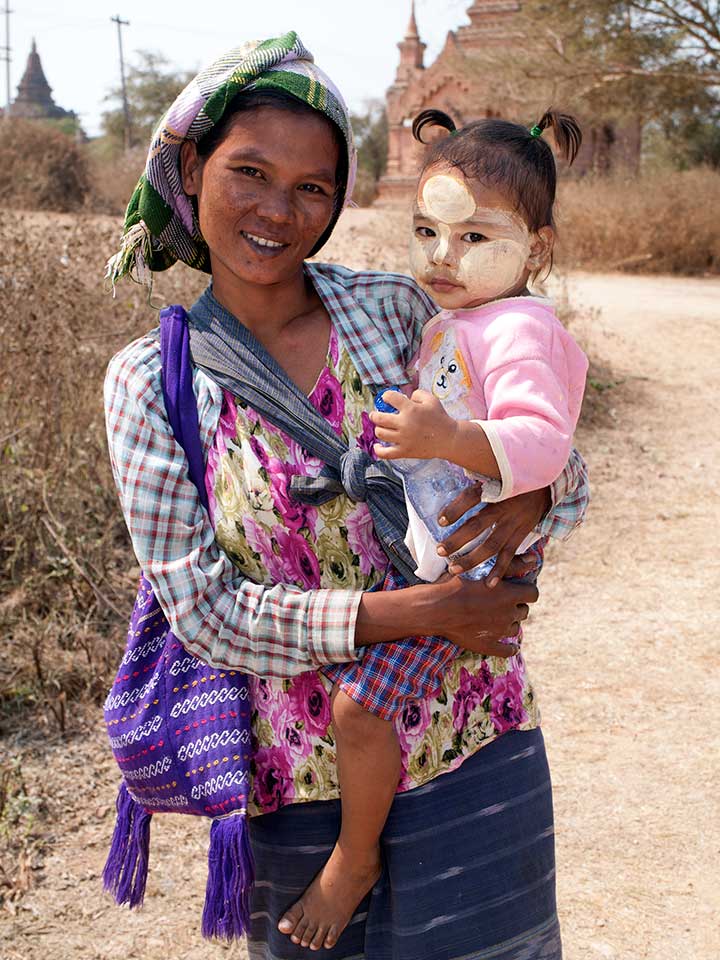 Woman and Baby in Old Bagan, Myanmar