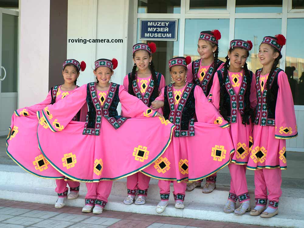 Girls in Traditional Costumes in Moynaq, Karakalpakstan